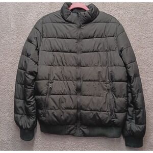 GAP Men's Small Black Quilted Puffer Jacket Zip Front Lightweight Winter Coat